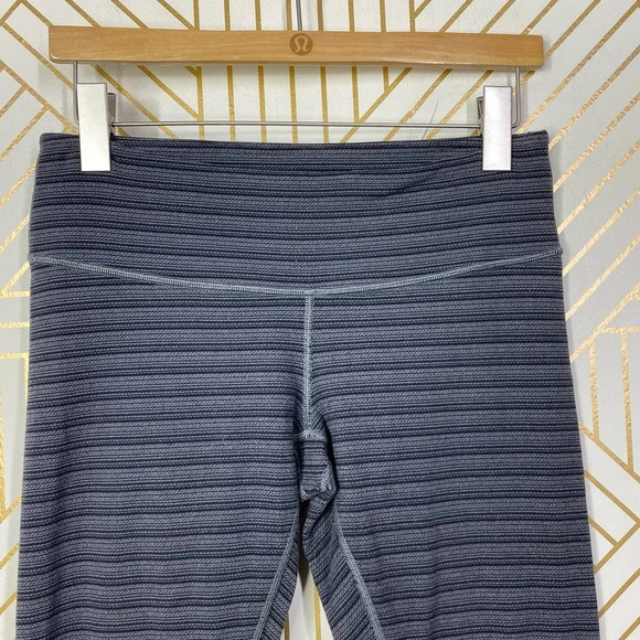 Lululemon Wunder Under Crop Textured Stripe Slate Deep Coal Size US 8‎ - Picture 2 of 8
